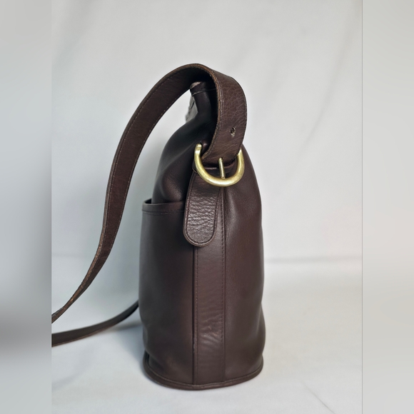 Vintage Coach 4153 Bleeker Bag Mahogany Brown Bucket Purse Brass Hardware - Picture 3 of 16